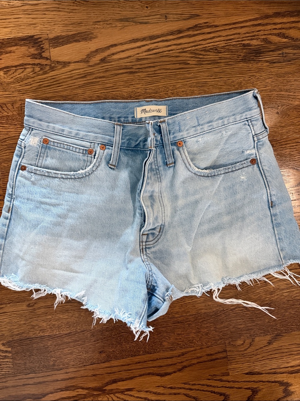 Madewell Faded Light Blue High-Rise Denim Cutoff Shorts